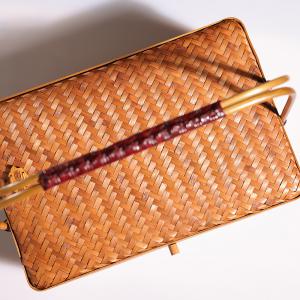 大漆竹编大号长方形提篮（矮）