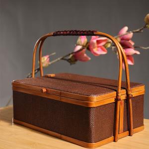 大漆藤席大号长方形提篮（矮）
