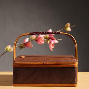 大漆藤席大号长方形提篮（矮）